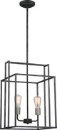 Nuvo Lake 2-Light 120W Iron Square Pendant Ceiling Light Fixture, Black