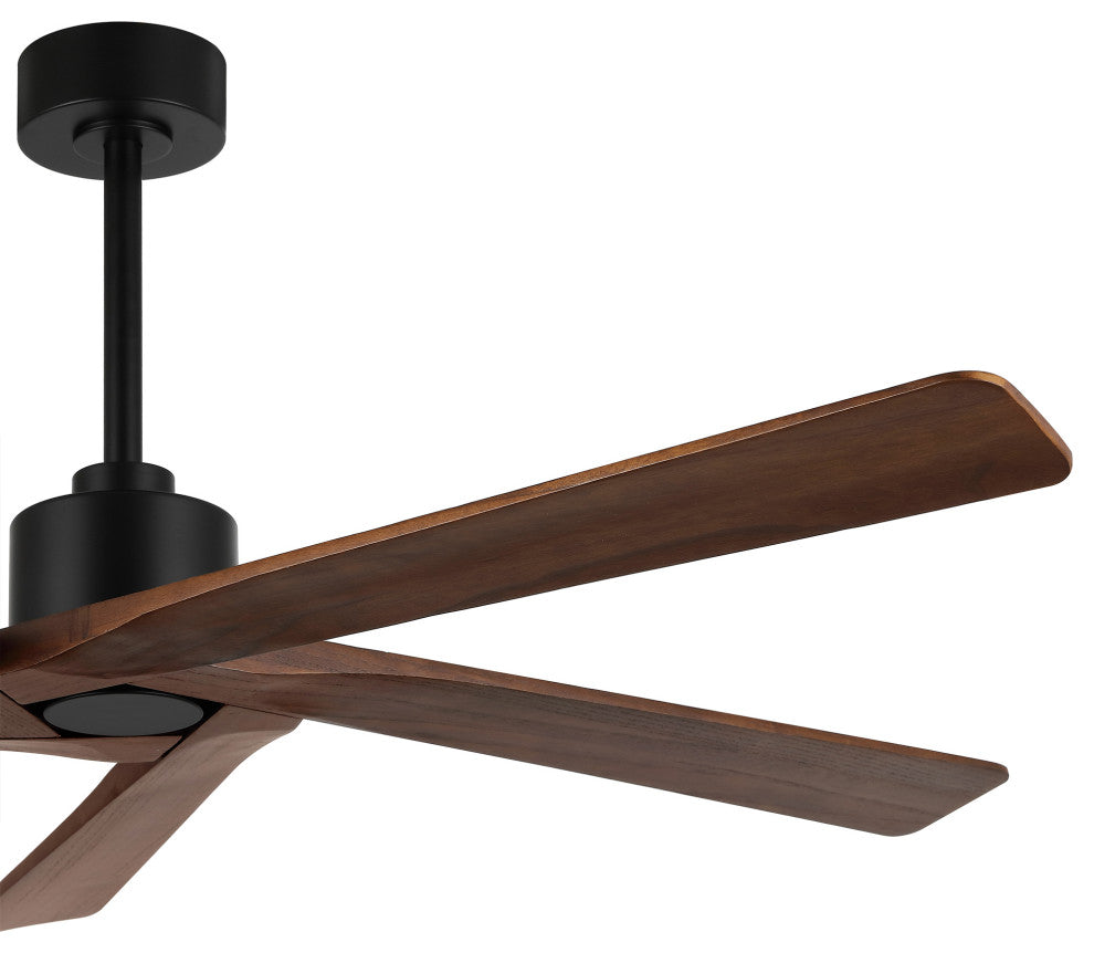 64" Reversible 5-Blade DC Ceiling Fan With Remote Control, Black/Walnut