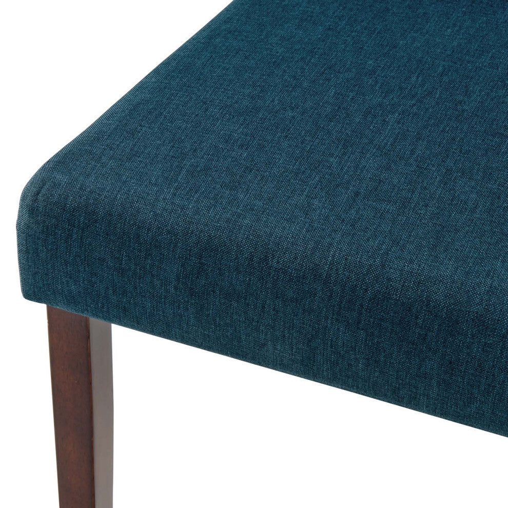 Side Dining Chair, Set of 2, Fabric, Wood, Blue, Modern, Cafe Bistro Restaurant