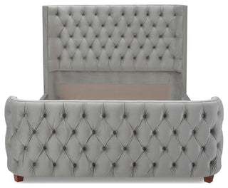 Brooklyn Tufted Sheltered Wingback Panel Bed, Opal Gray, Queen