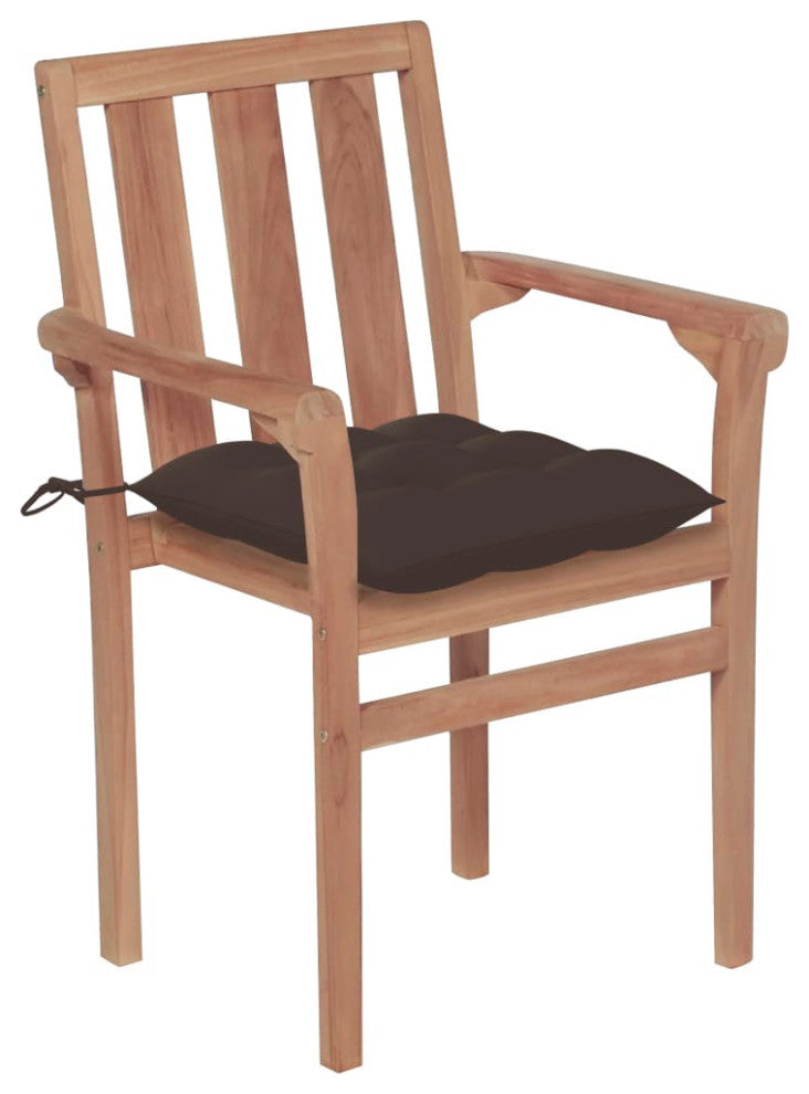 vidaxL 4x Solid Teak Wood Stackable Patio Chairs with Cushions Garden Seat