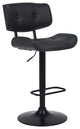 Brooklyn Adjustable Swivel Black Faux Leather and Black Wood Bar Stool
