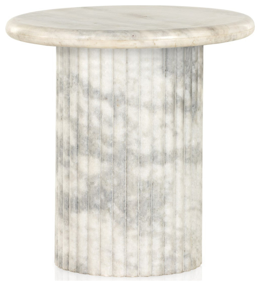 Oranda End Table-Polished White Marble