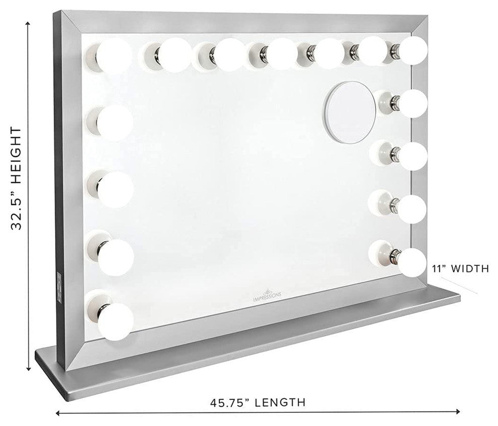 Starlight Pro Vanity Mirror with Magnifying Glass, Silver, Non-Bluetooth