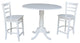 42" Round Pedestal Gathering Height Table with 2 Counter Height Stools