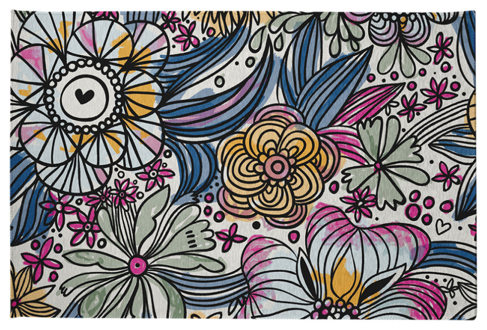 Flower Melange Spring Chenille Rug, Orchid, 2'x3'