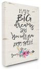 Grow Into Big Dreams Flowers & Typography Wood Look Canvas Wall Art, 16"x20"