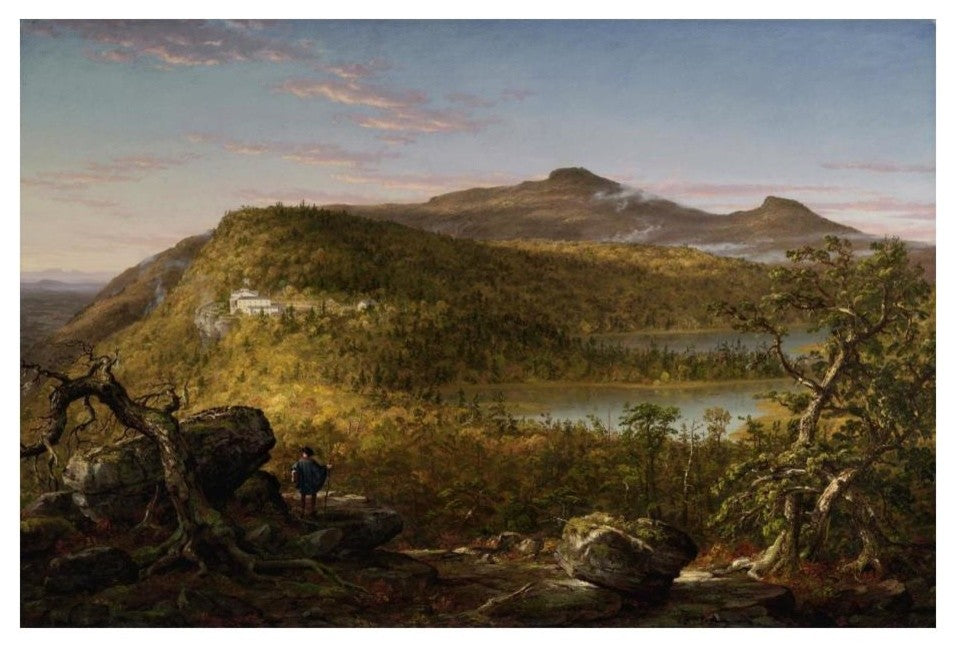 "2 Lakes, Mountain House, Catskill Mountains, Morning, 1844" Paper Art, 24"x17"