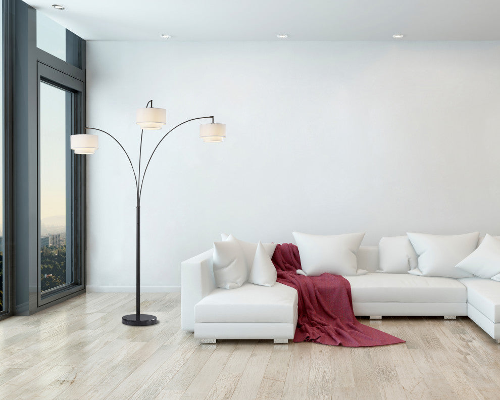 83" Double Shade LED Arched Floor Lamp