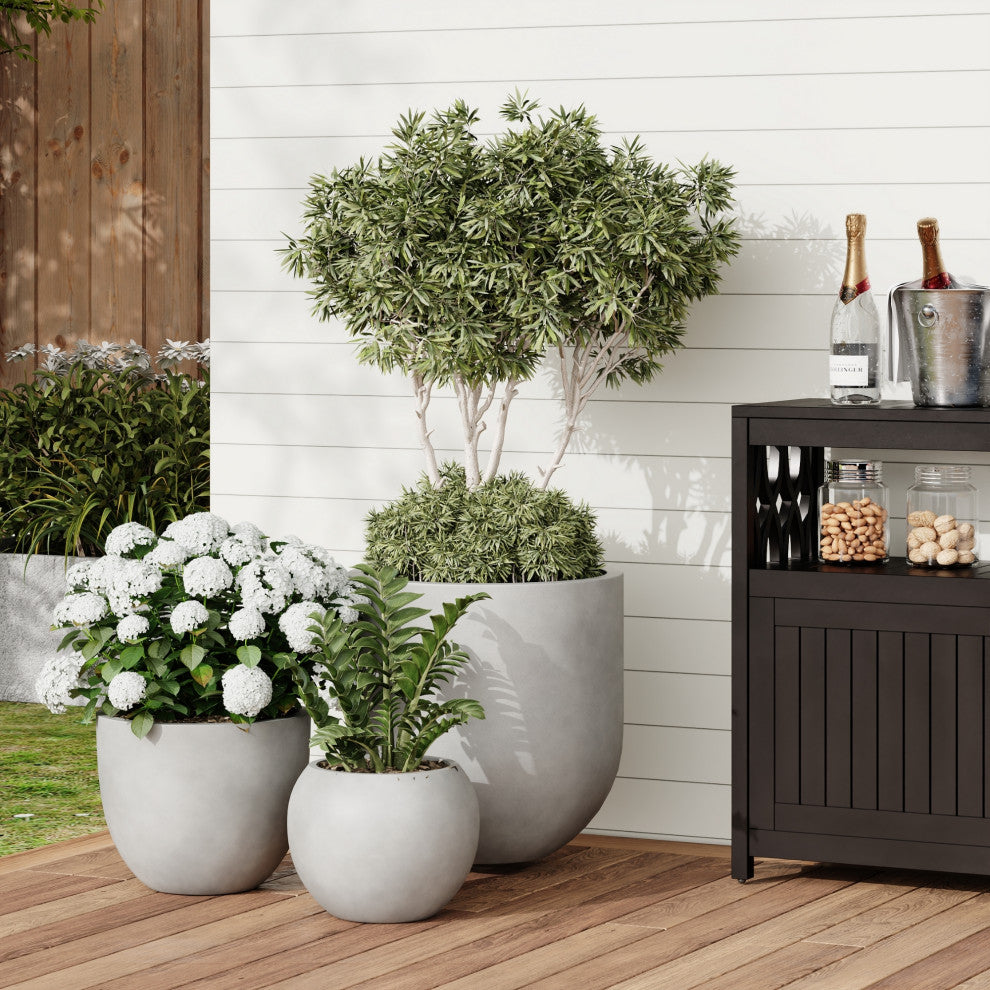 DTY Signature Mount Belford 1-piece Fiberstone Planter, Gray, Large