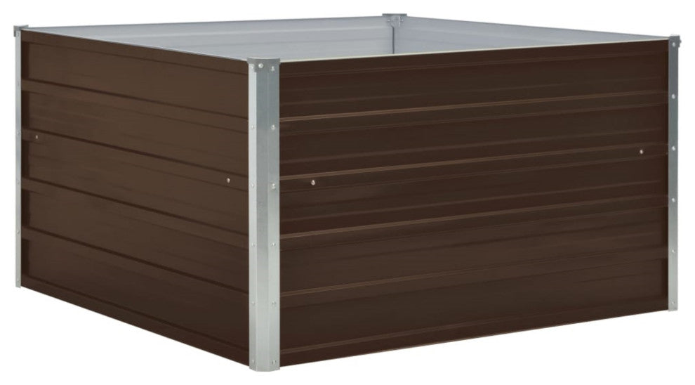 Vidaxl Raised Garden Bed 39.4"x39.4"x17.7" Galvanized Steel Brown