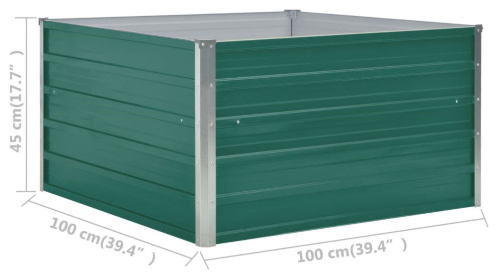 Vidaxl Raised Garden Bed 39.4"x39.4"x17.7" Galvanized Steel Green
