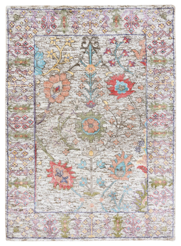 Beige, Silk With Textured Wool, Hand Knotted, Oriental, Mat, Rug, 2'2" x 3'1"
