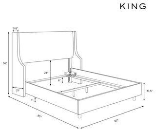 Fully Upholstered Wingback Bed, Zuma Linen, King