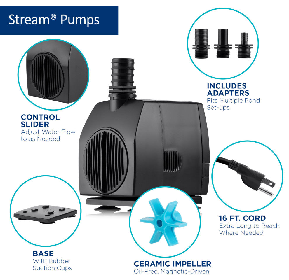 Stream Pump Submersible 550 GPH With 16-Foot Cord