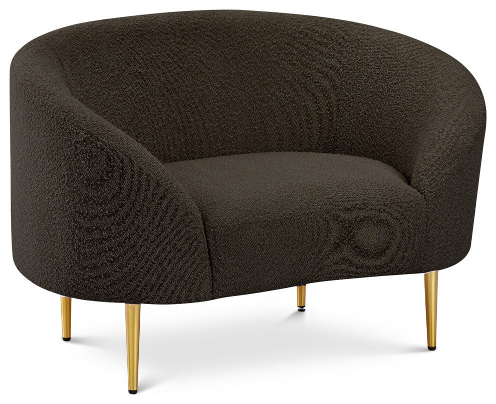 Ritz Boucle Fabric Upholstered Chair, Brown