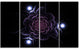 Purple Fractal Flower on Dark, Floral Canvas Art Print, 48"x28", 4 Panels