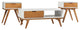 Mateo 3-Piece Bridge Leg Table Set - White and Caramel