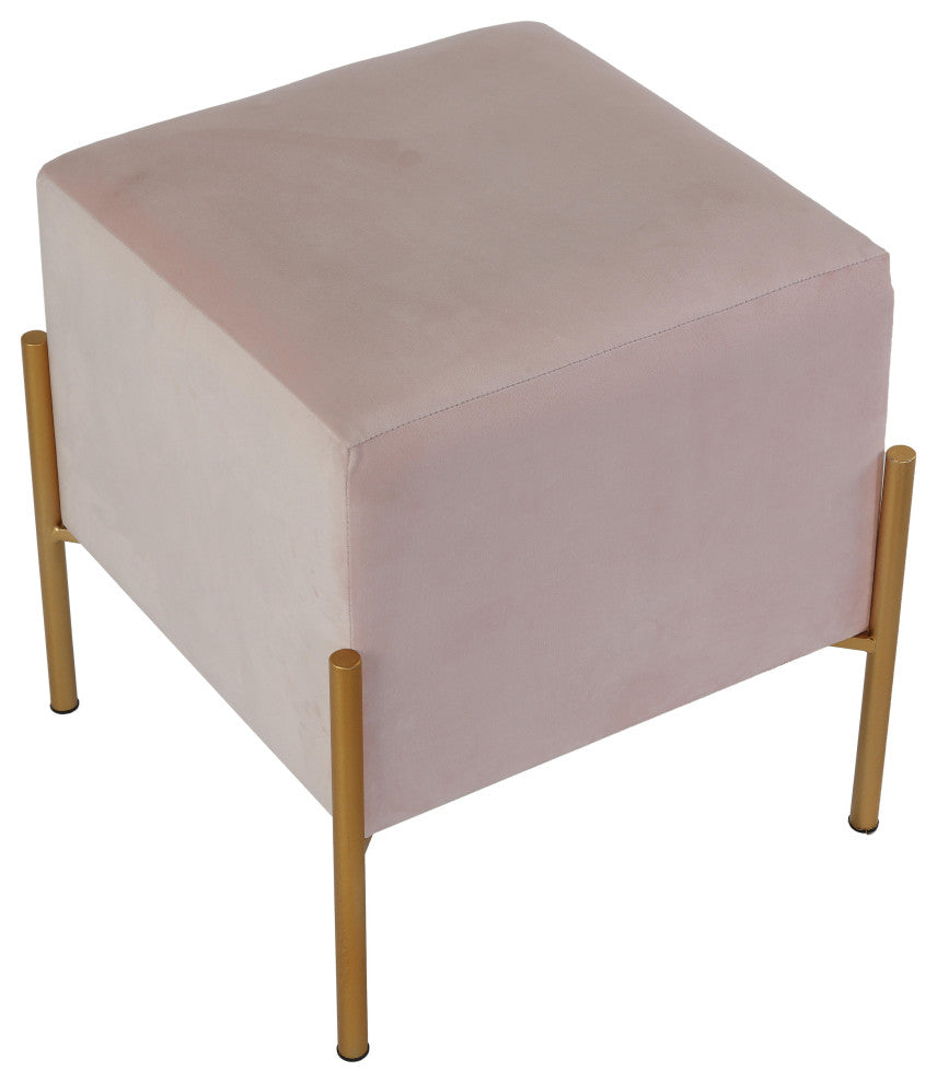 Cortesi Home Spokane Square Ottoman, Pink Velvet