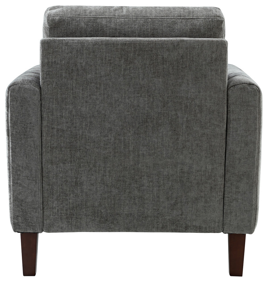 35" Comfy Club Chair for Bedroom With Wood Legs, Gray