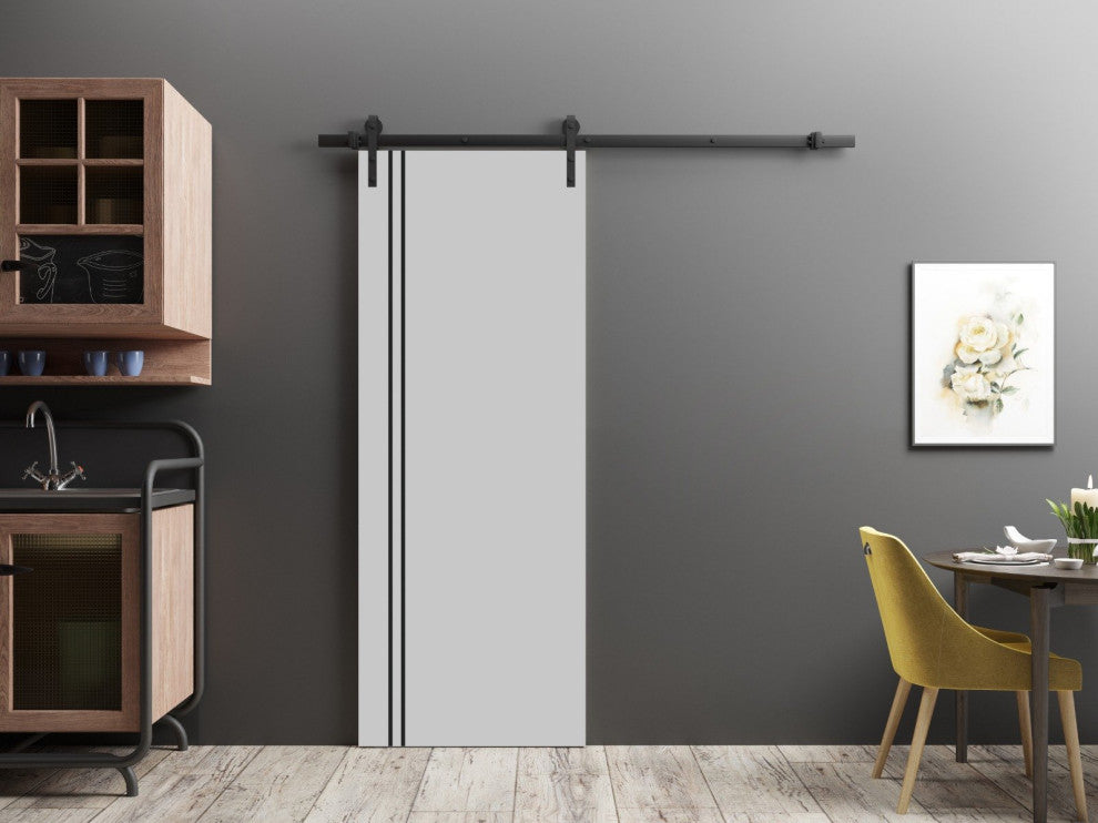 Sturdy Barn Door 42 x 84 | Planum 0016 Grey Matte with  | 8FT