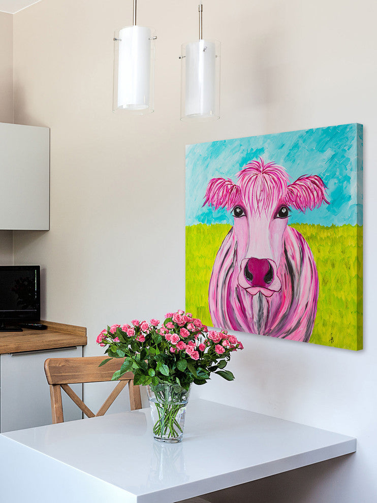 "Pink Kay" Painting Print on Wrapped Canvas, 18"x18"