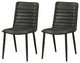Set of 2 Top Grain Leather Side Chair, Antique Black Finish