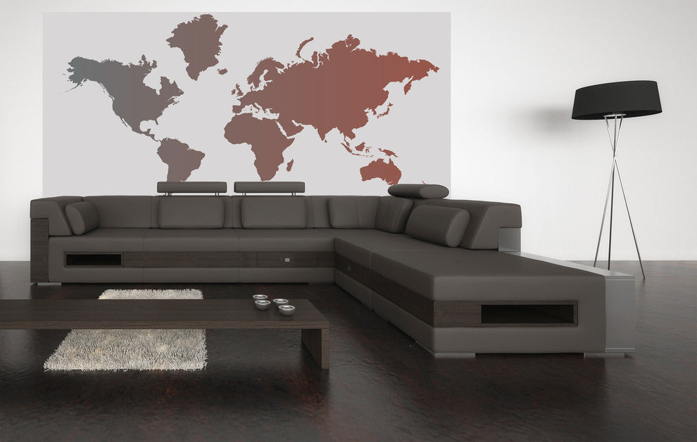 Studio Map Mural, Olive and Rust Gradient, Peel and Stick, 3 Panels, 124"x60"