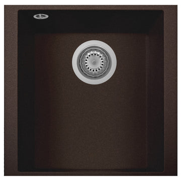 One Series 16" Drop-In Single-Bowl Granite Bar Sink, Brown, Undermount