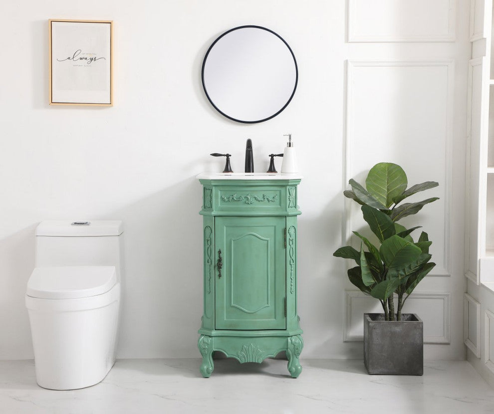 19" Single Bathroom Vanity, Vintage Mint