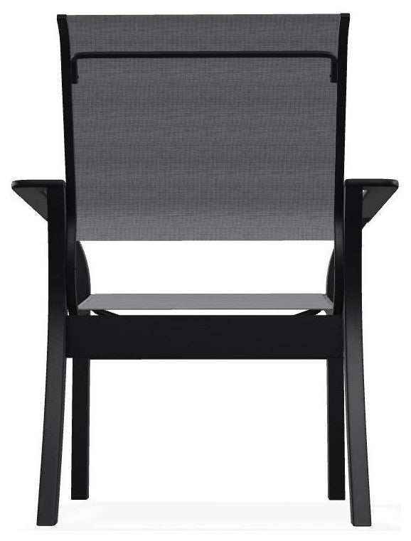 Leeward Sling Stackable Outdoor Dining Chair, Augustine Pewter/Black