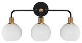 Modern Black 3-Light Bathroom Vanity Light with White Metal Shades