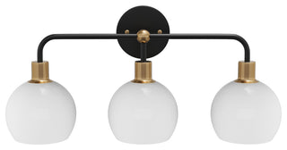 Modern Black 3-Light Bathroom Vanity Light with White Metal Shades