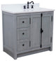37" Vanity, Gray Ash With Engineered Stone Top, Right Doors/Right Oval Sink