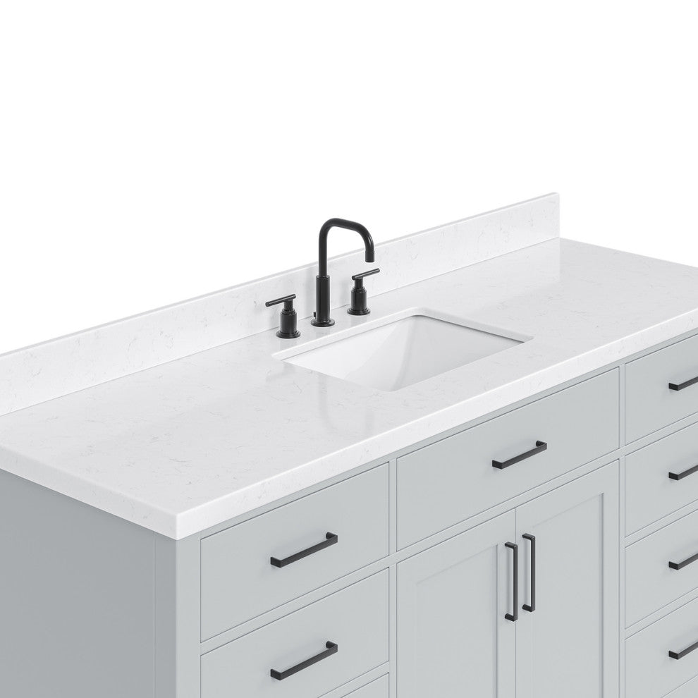 Ariel Hepburn 66" Single Rectangle Sink Vanity, Carrara Quartz