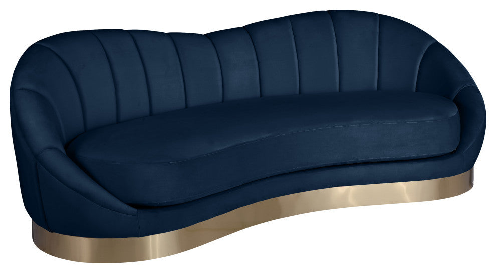 Shelly Velvet Upholstered Sofa, Navy