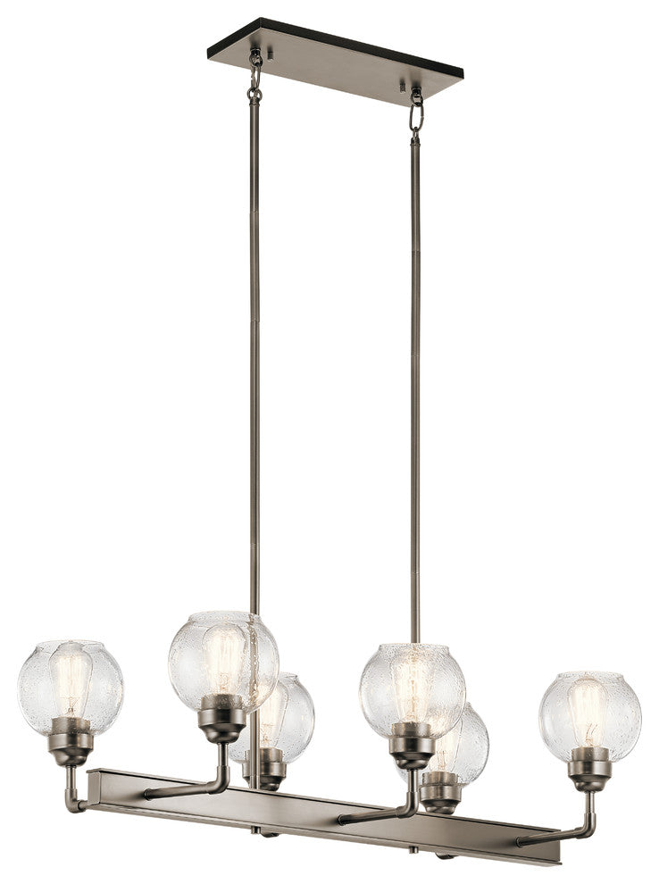 Linear Chandelier 6-Light, Antique Pewter