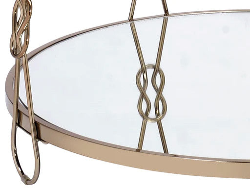 Benzara BM204503 Coffee Table with Glass Top and 1 Bottom Shelf, Gold and Clear