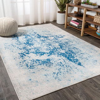 Dune Modern Abstract Area Rug, Cream/Blue, 8x10