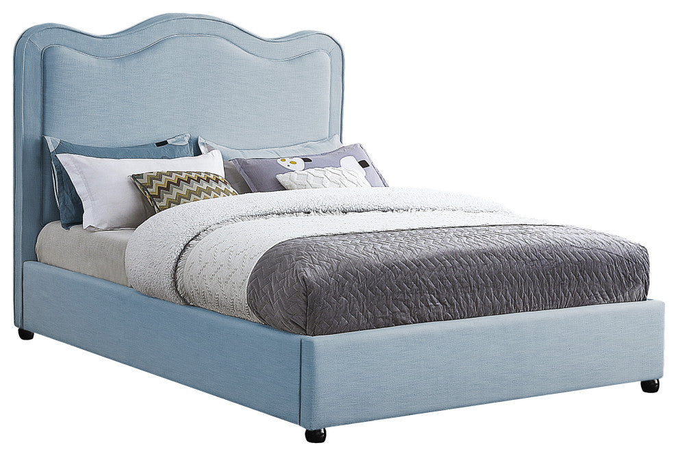 Felix Linen Upholstered Bed, Sky Blue, King