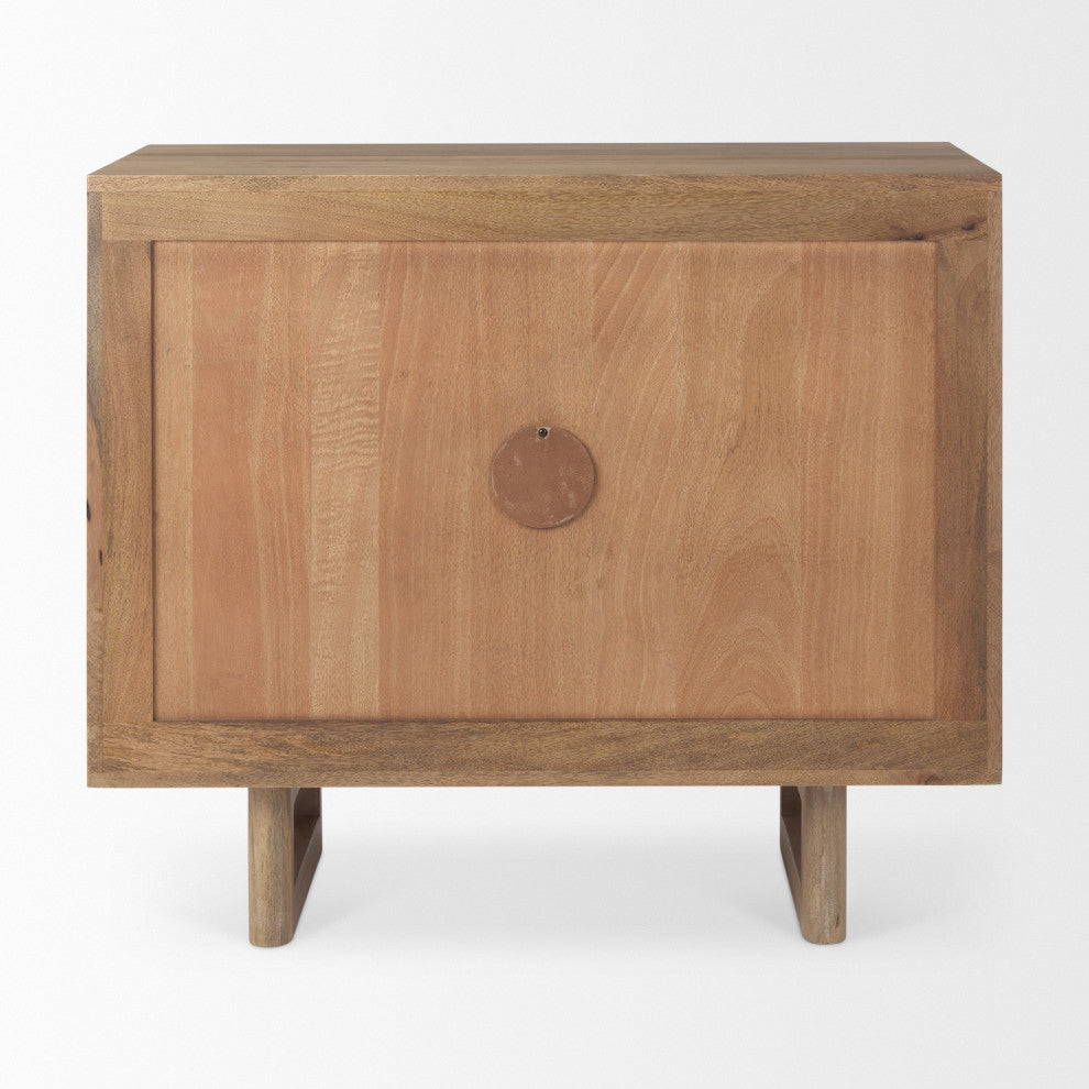 Grier Light Brown Solid Wood And Cane Accent Cabinet