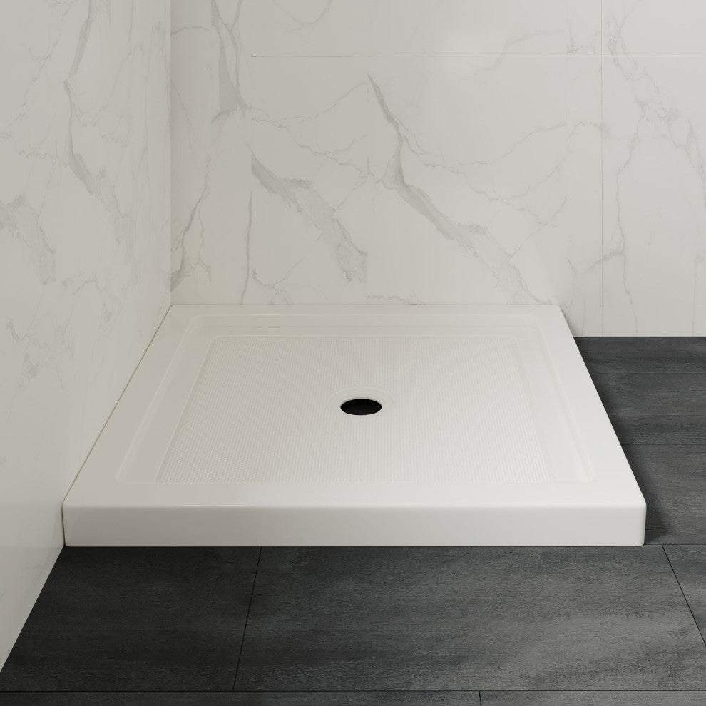 Ove Decors Erika Shower Base Rectangle, White, 38"x36", Center Drain