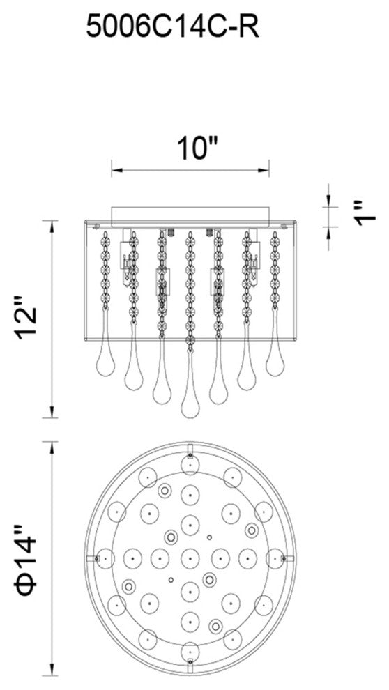 Water Drop 6 Light Drum Shade Flush Mount With Chrome Finish