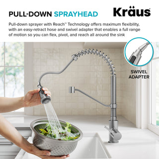 KRAUS Britt Commercial Style 2-Function 1-Handle Pull Down Kitchen Faucet BB