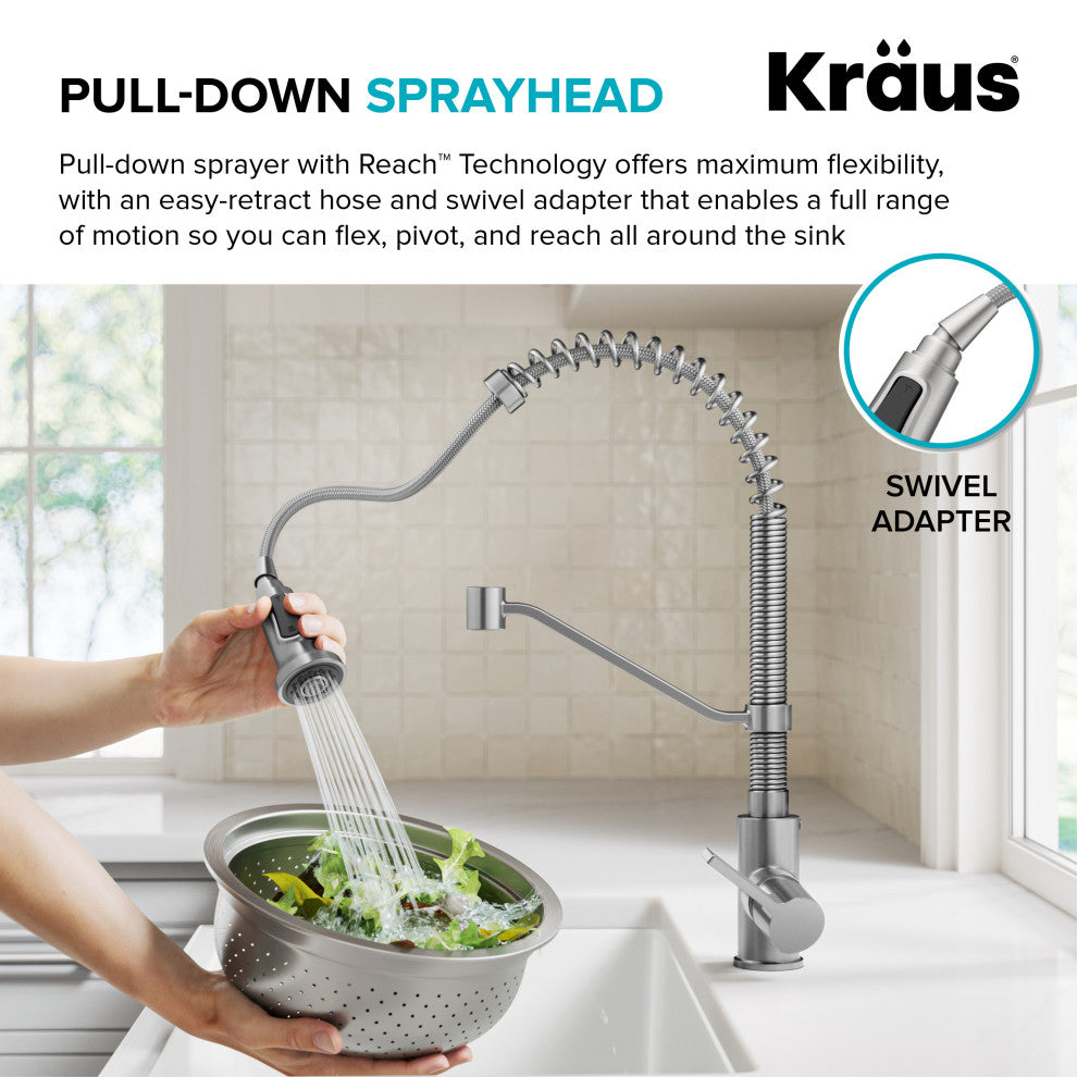 KRAUS Britt Commercial Style 2-Function 1-Handle Pull Down Kitchen Faucet BB