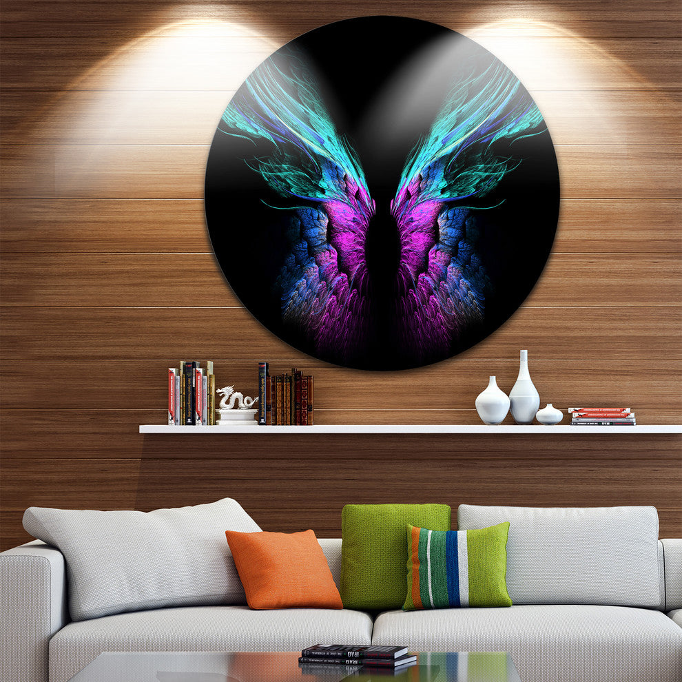 Blue Butterfly Wings, Floral Digital Art Round Wall Art, 11"