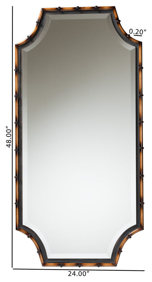 Lieven Rustic Two-Tone Light Brown and Black Finished Metal Accent Wall Mirror