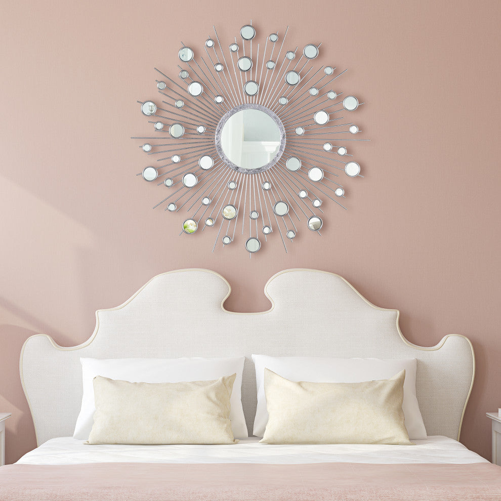 "Milkyway" Bling Round Wall Mirror, Bathroom Mirror, Vanity Mirror 36"x36"