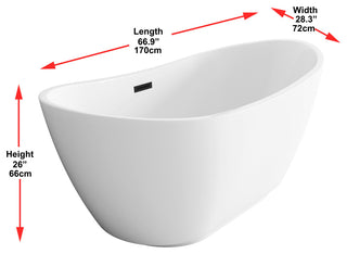 Igor 67" Soaking Bathtub, Glossy White With Matte Black Trim