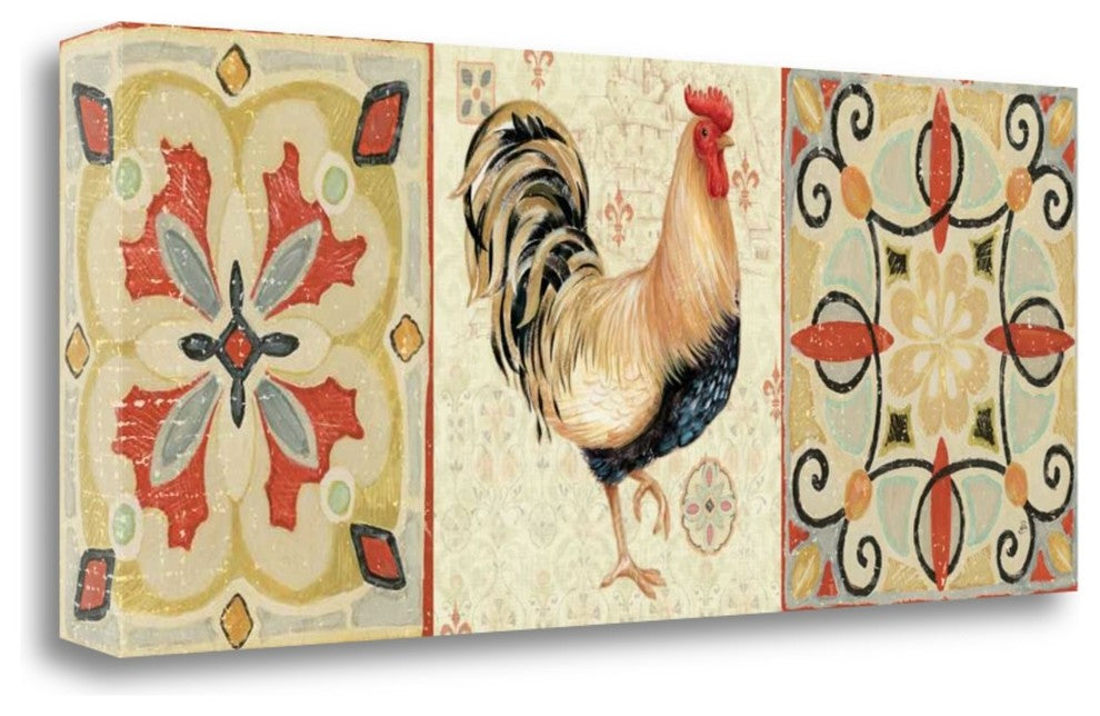 "Bohemian Rooster Panel II" By Daphne Brissonnet, Giclee on Gallery Wrap Canvas